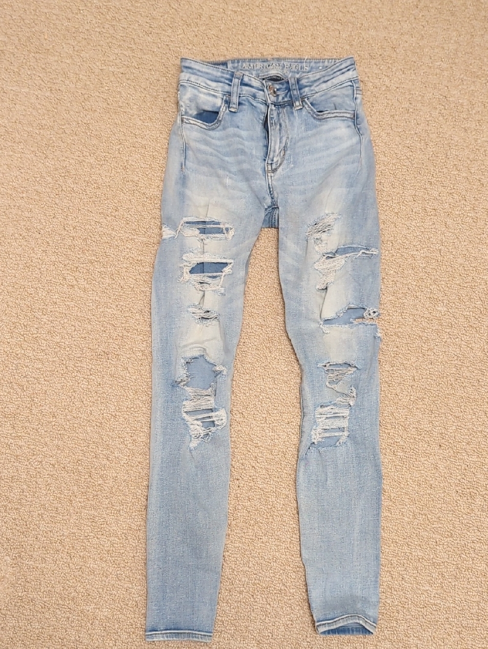 American Eagle Outfitters Light Blue Ripped Skinny Jeans